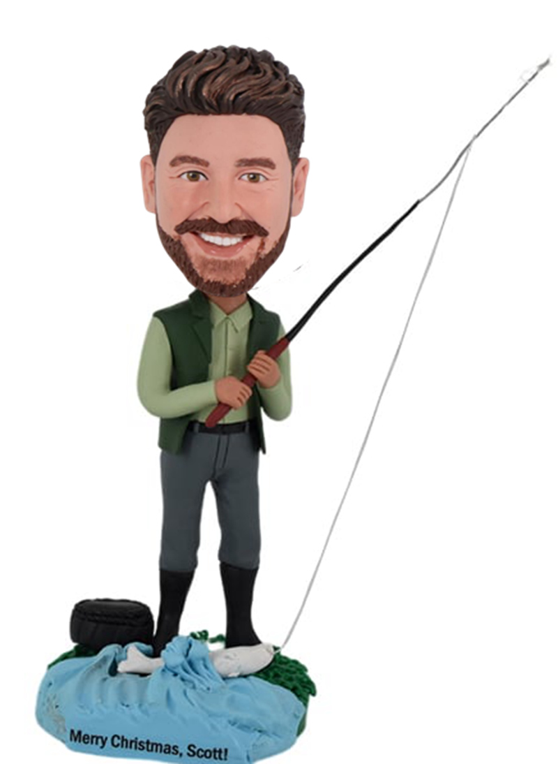 Custom Custom bobblehead doll with fishing rod Custom Custom bobblehead doll with fishing rod