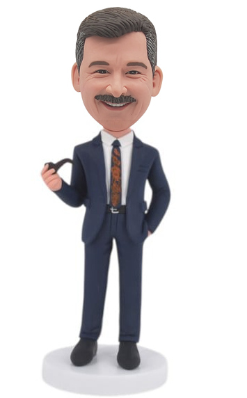 Custom Custom bobblehead holding Pipe bussinessman Custom Custom bobblehead holding Pipe bussinessman