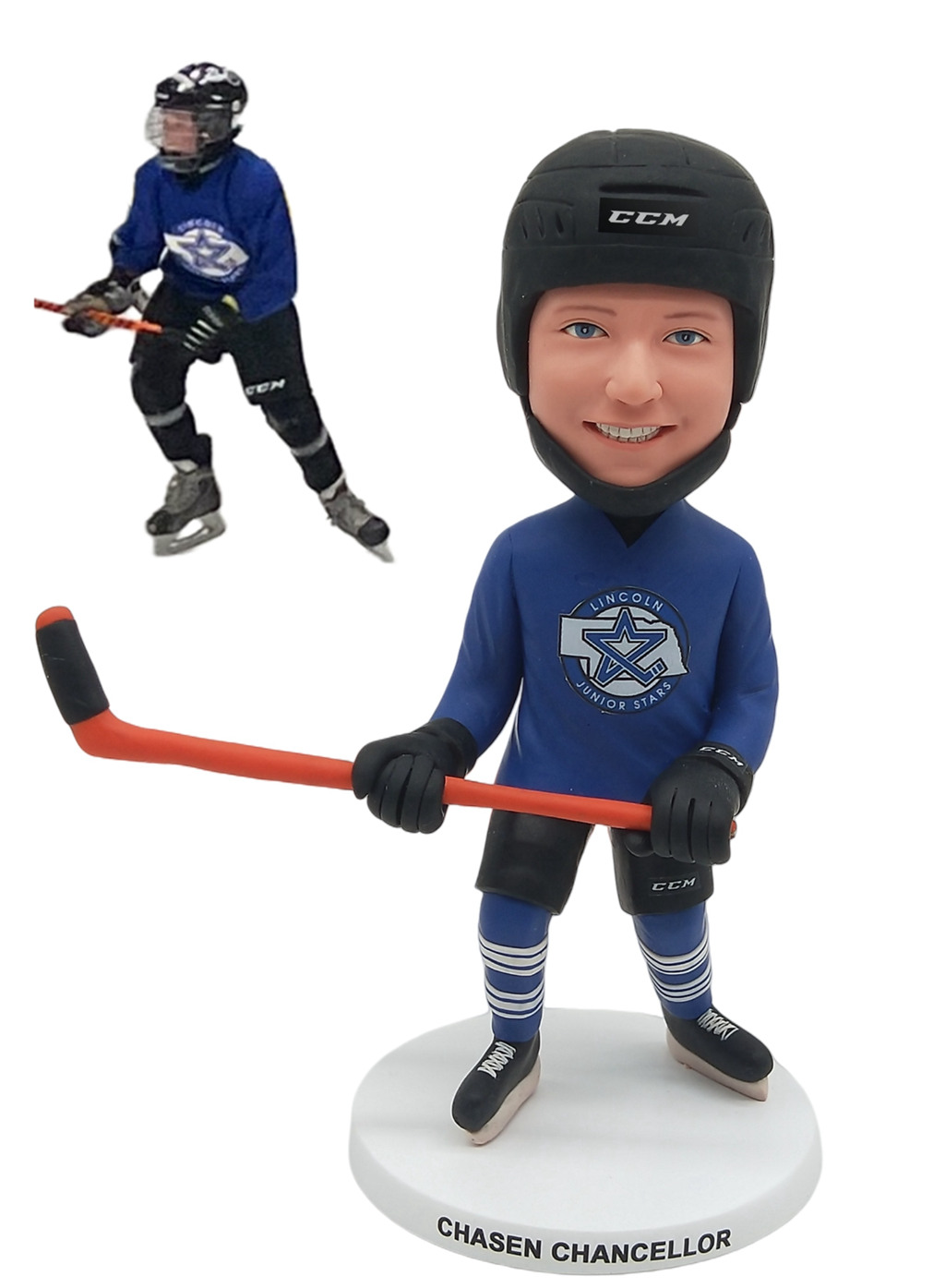 Custom Custom Bobblehead Hockey Player With Helmet - Personalized Youth Hockey Gift Custom Custom Bobblehead Hockey Player With Helmet - Personalized Youth Hockey Gift